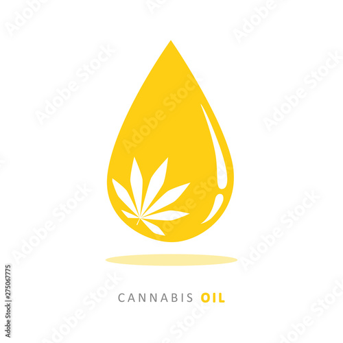 medicine cannabis oil drop and marijuana leaf vector illustration EPS10
