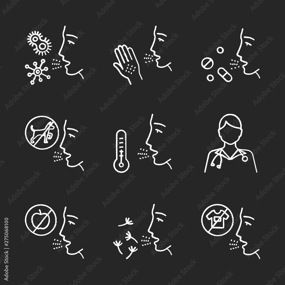 Allergies chalk icons set