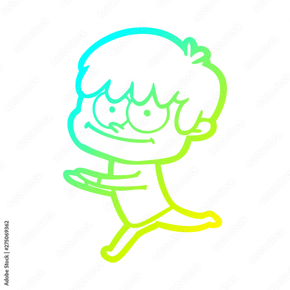 cold gradient line drawing happy cartoon man cold gradient line drawing happy cartoon man