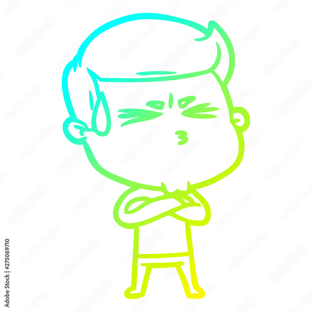 cold gradient line drawing cartoon man sweating cold gradient line drawing cartoon man sweating