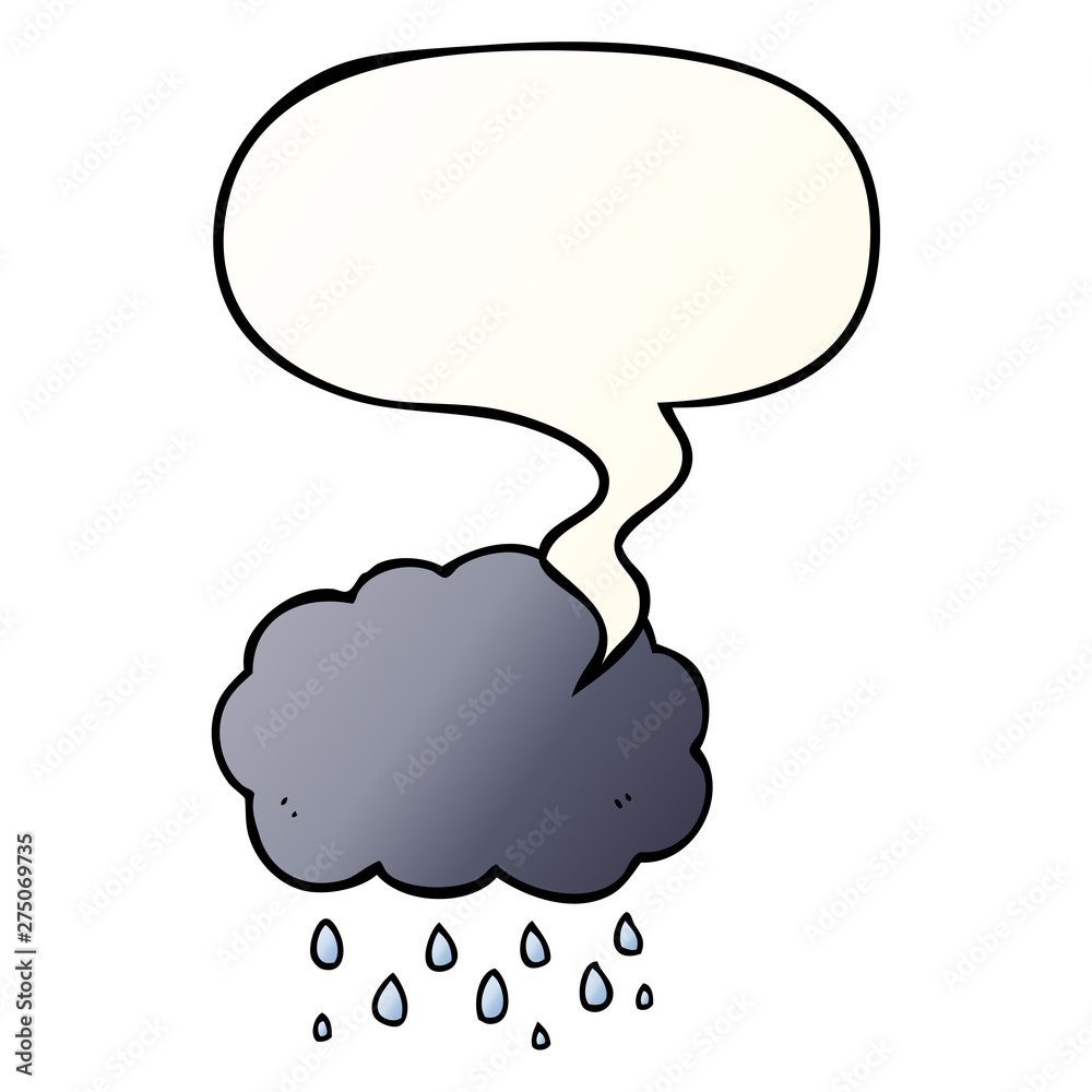 cartoon cloud raining and speech bubble in smooth gradient style cartoon cloud raining and speech bubble in smooth gradient style