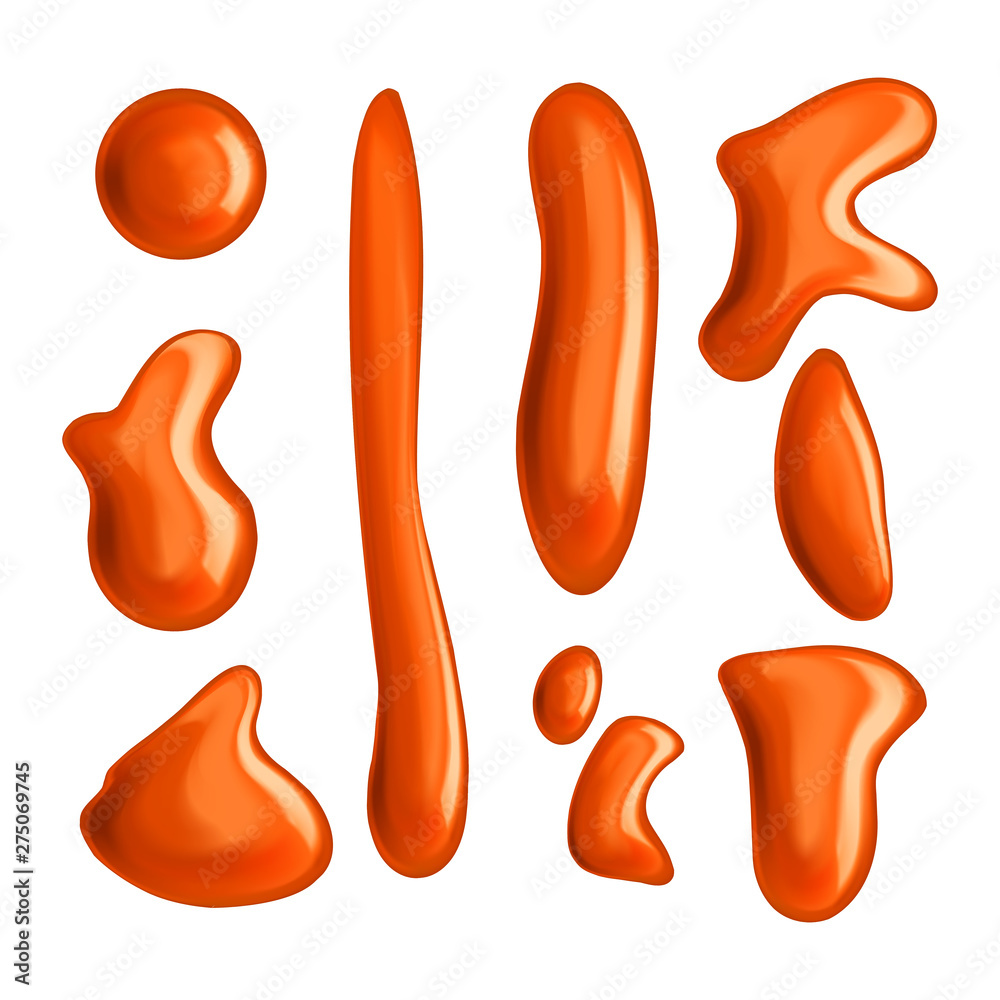 Fototapeta premium Realistic 3d Detailed Caramel Drops Set. Vector