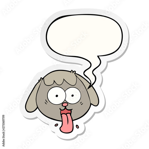 cartoon dog face panting and speech bubble sticker