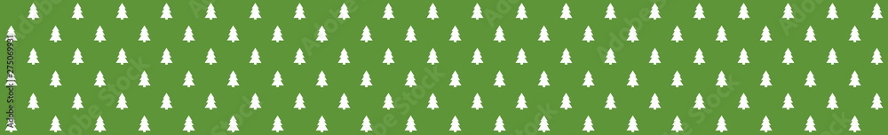 Breiter grüner Hintergrund Banner: Tannenbäume weiß
