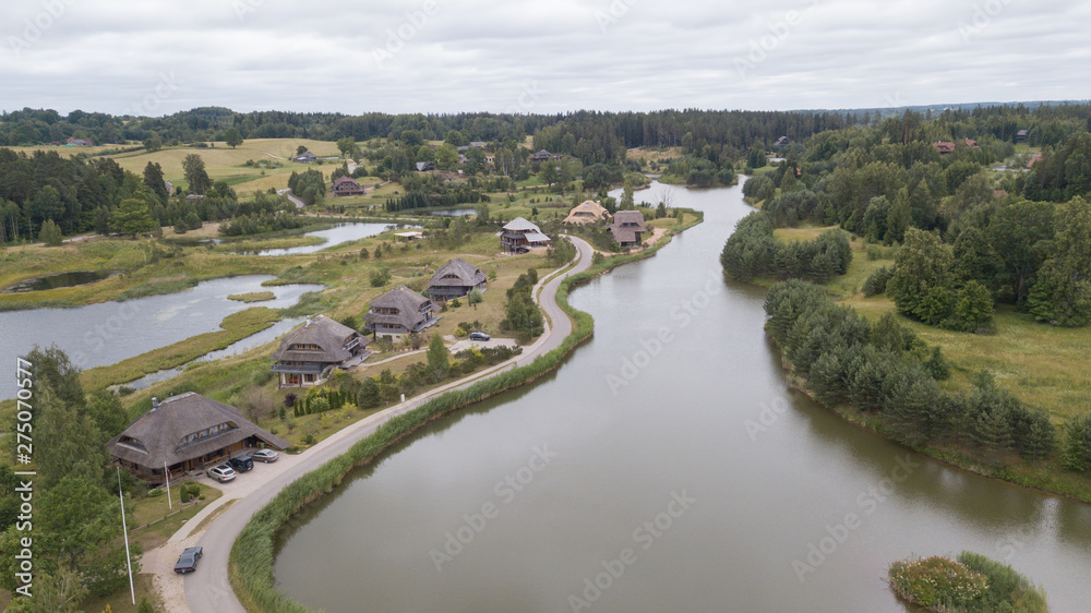 Fototapeta premium Amatciems lake Aerial drone top view Latvia