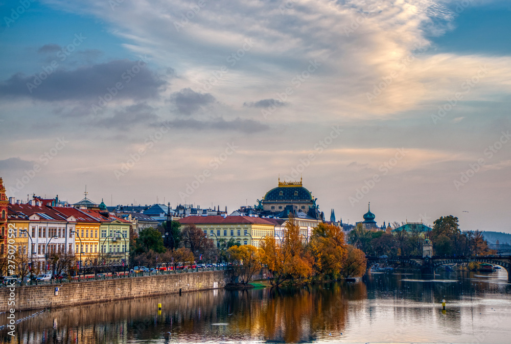 Prague and the Vltava River in autumn colours