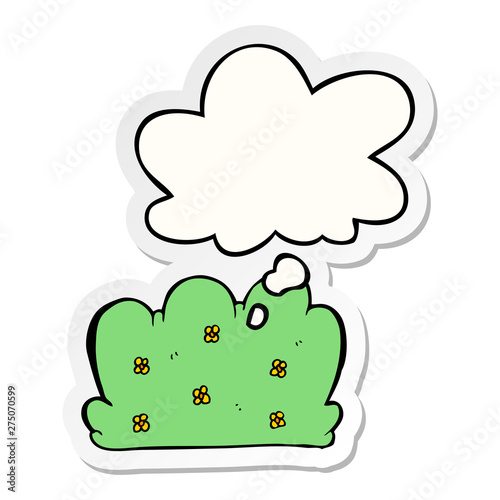 cartoon hedge and thought bubble as a printed sticker