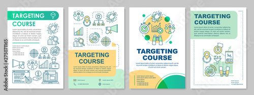 Targeting course brochure template layout. Flyer, booklet, leaflet print design with linear illustrations. Digital marketing vector page layouts for magazines, annual reports, advertising posters
