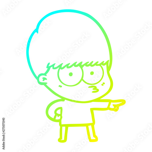 cold gradient line drawing nervous cartoon boy