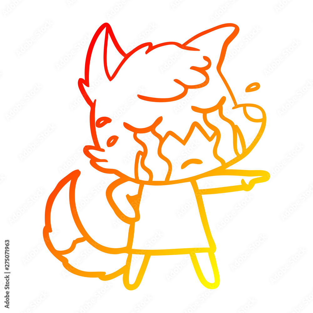 warm gradient line drawing crying fox cartoon warm gradient line drawing crying fox cartoon