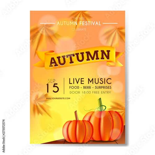 brochure with wood background for autumn fest 