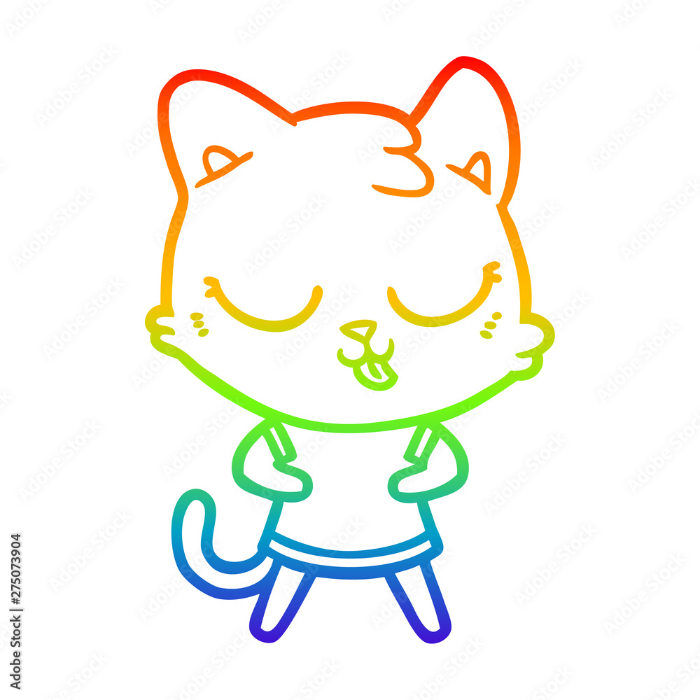 rainbow gradient line drawing cartoon cat rainbow gradient line drawing cartoon cat