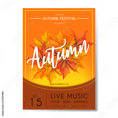 brochure with wood background for autumn fest 