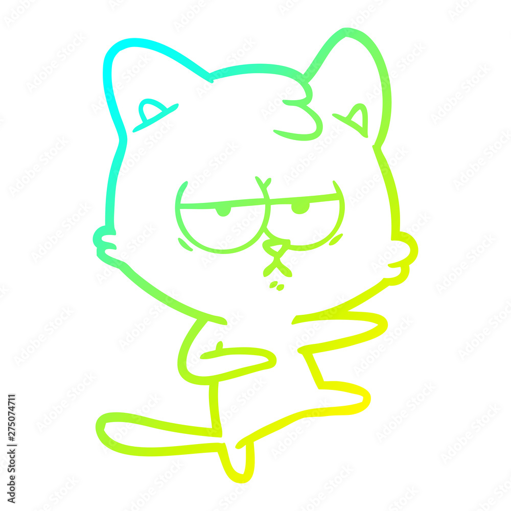 cold gradient line drawing bored cartoon cat cold gradient line drawing bored cartoon cat