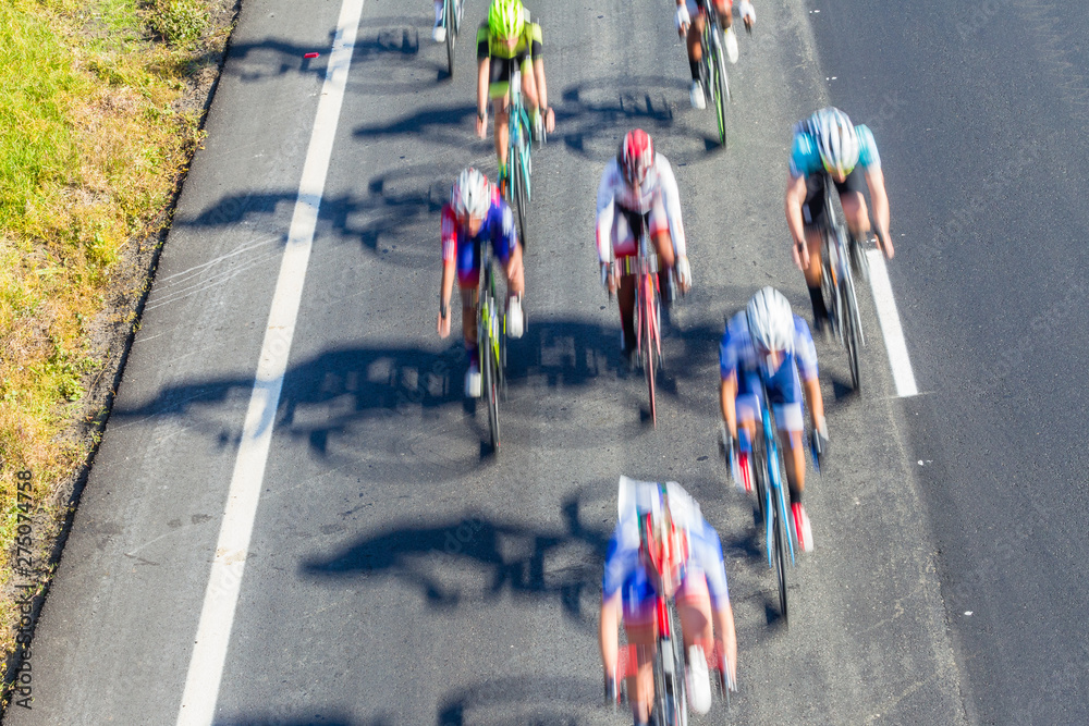 Cyclist Road Race Motion Speed Blur Overhead