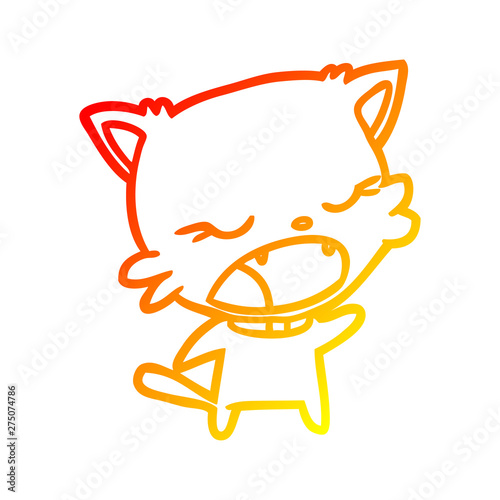 warm gradient line drawing cute cat talking
