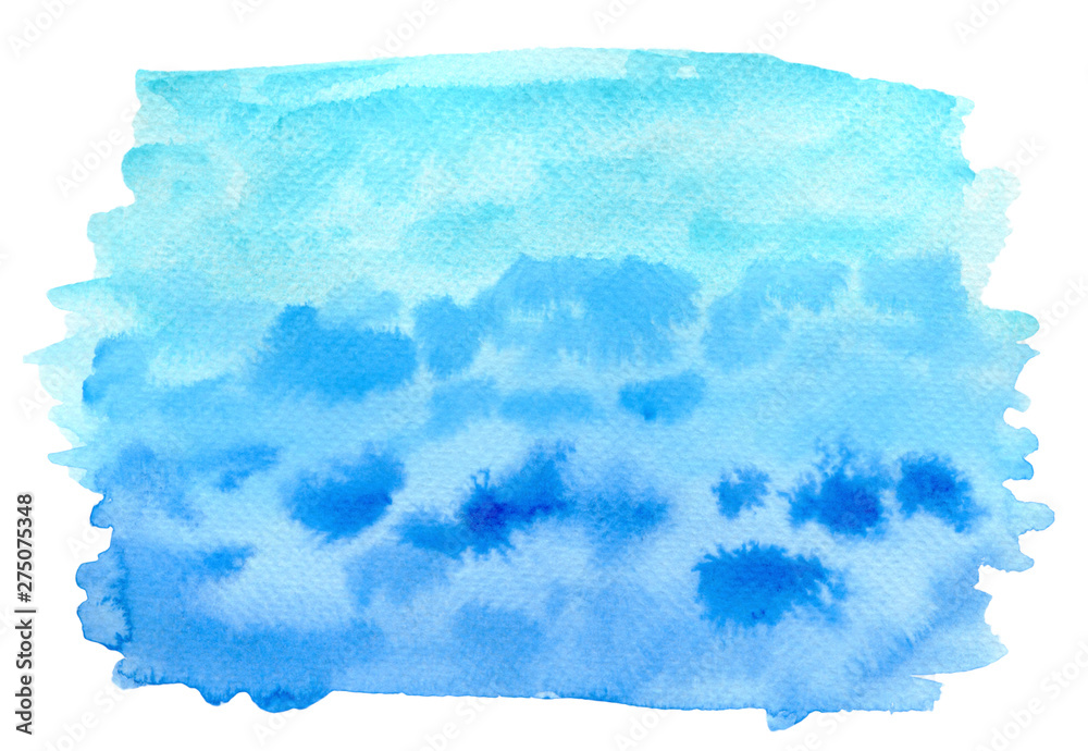 Abstract turquoise blue watercolor texture isolated on white background. Hand painted illustration. Abstract turquoise blue watercolor texture isolated on white background. Hand painted illustration.