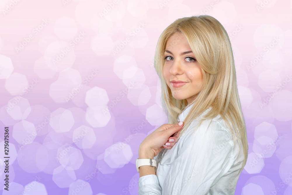 Closeup portrait of cute young business woman smiling Closeup portrait of cute young business woman smiling