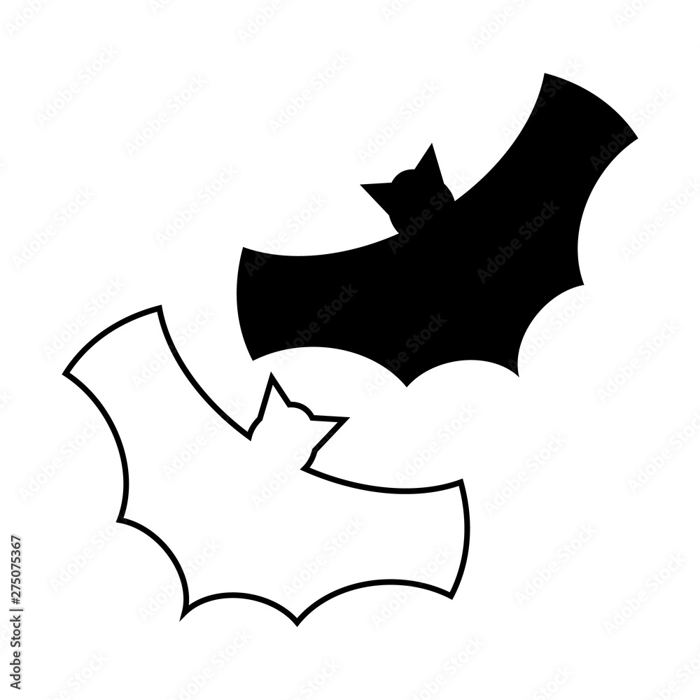 Black bat icon set. Bats silhouettes. Stencil, Halloween symbol. Set bats.  Flying bats with eyes. Cartoon vampire vector. Line art. Tattoo. Vampire  vector bat. Stock Vector | Adobe Stock
