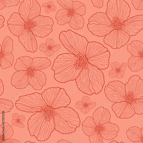 Floral stylish vector seamless pattern. Jasmine flowers