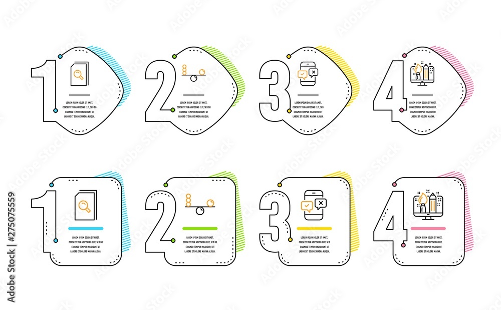 Search files, Balance and Phone survey icons simple set. Creative design sign. Magnifying glass, Concentration, Mobile quiz test. Designer. Education set. Infographic timeline. Line search files icon Search files, Balance and Phone survey icons simple set. Creative design sign. Magnifying glass, Concentration, Mobile quiz test. Designer. Education set. Infographic timeline. Line search files icon