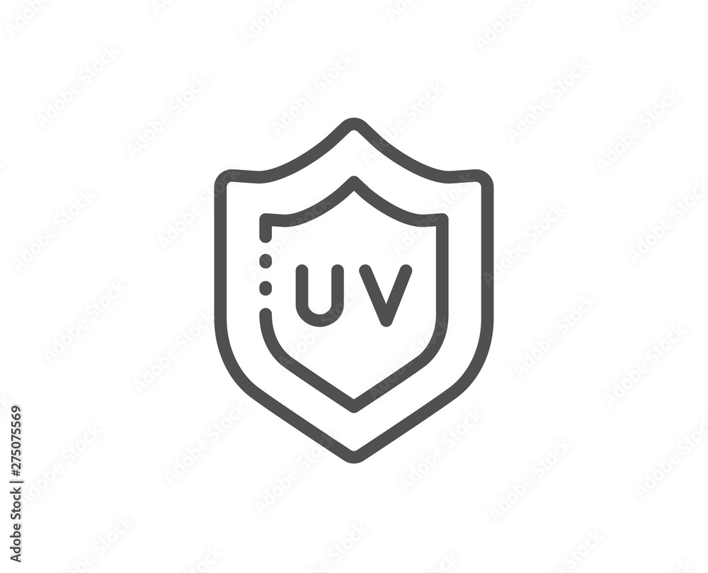 Uv protection cream line icon. Skin care sign. Cosmetic lotion symbol. Quality design element. Linear style uv protection icon. Editable stroke. Vector Uv protection cream line icon. Skin care sign. Cosmetic lotion symbol. Quality design element. Linear style uv protection icon. Editable stroke. Vector