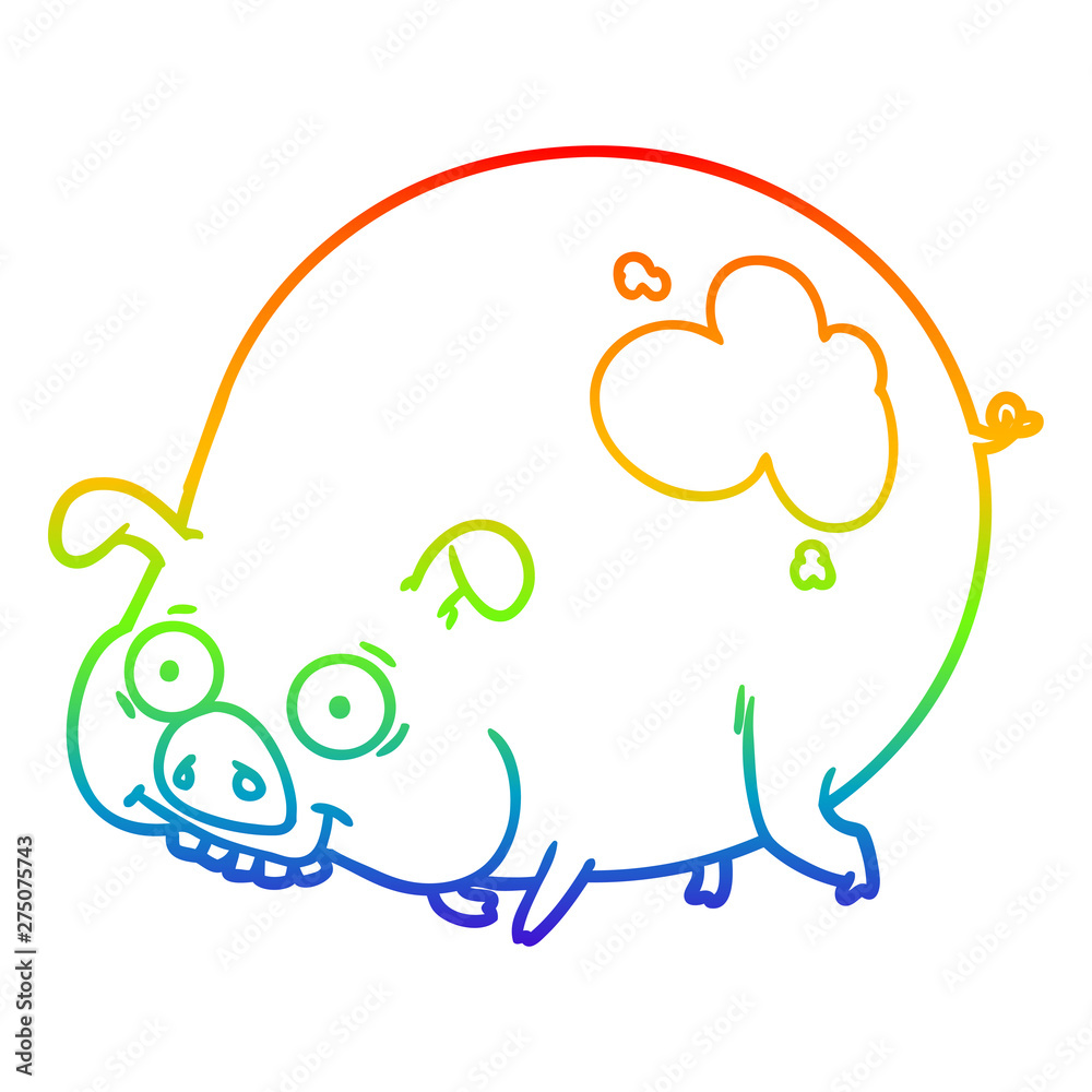 rainbow gradient line drawing cartoon muddy pig rainbow gradient line drawing cartoon muddy pig