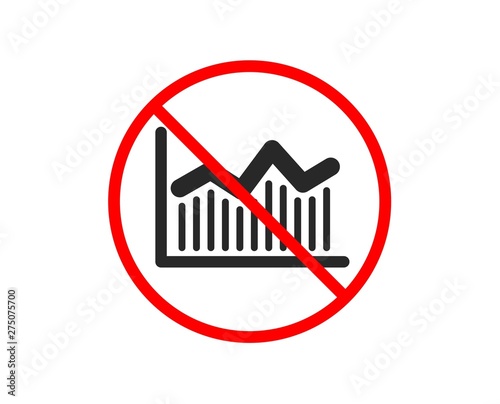No or Stop. Financial chart icon. Economic graph sign. Stock exchange symbol. Business investment. Prohibited ban stop symbol. No money diagram icon. Vector