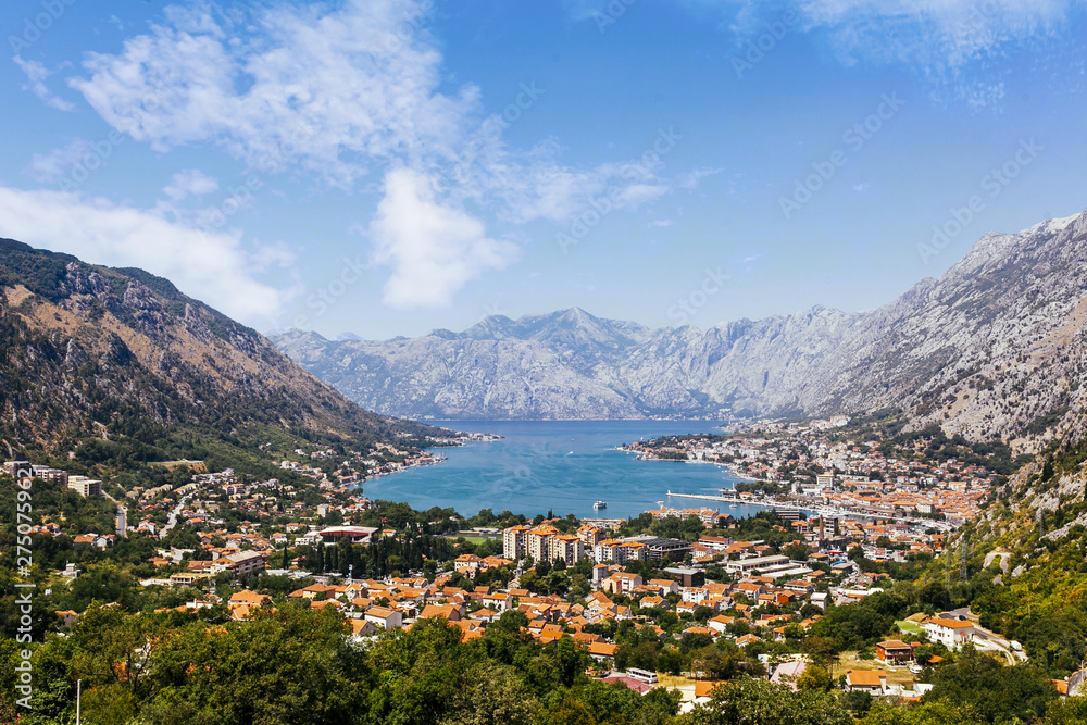 Aerial view of the bay of kotor; montenegro