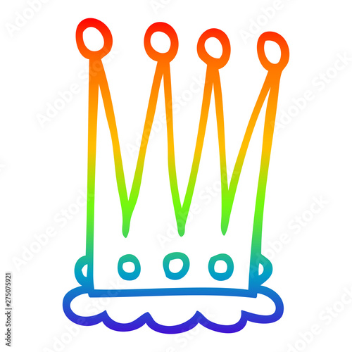 rainbow gradient line drawing cartoon crown