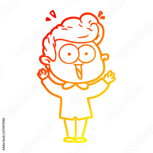 warm gradient line drawing cartoon excited man