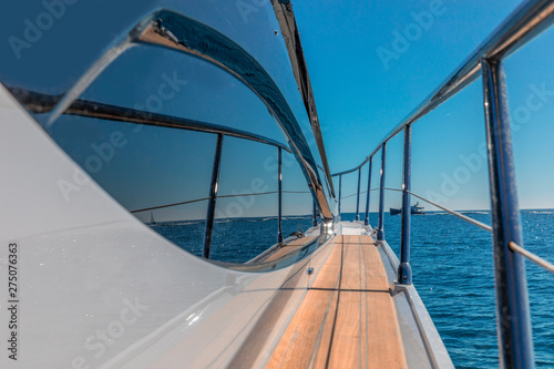 luxury motor yacht on board view