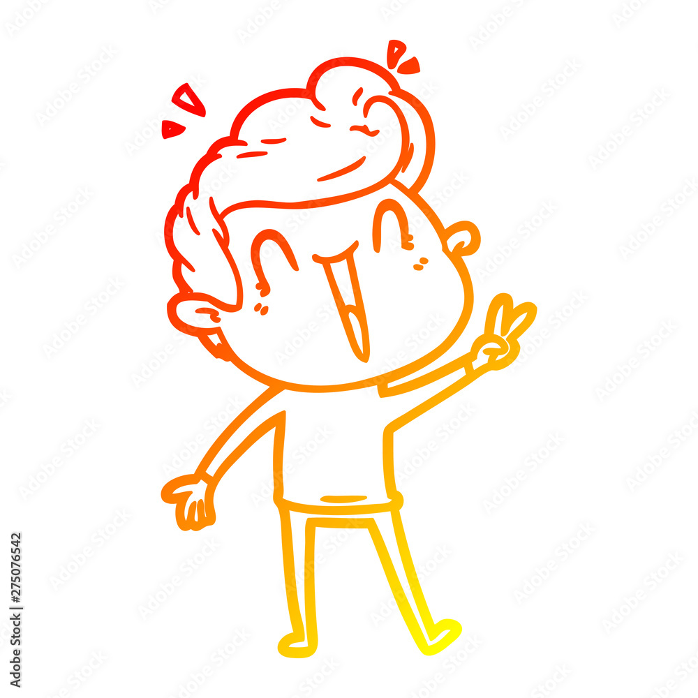 warm gradient line drawing cartoon excited man warm gradient line drawing cartoon excited man