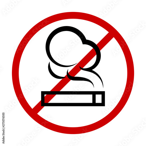 No smoking vector icon, cigarette in red crossed line circle. Smoking forbidden warning logo and package sign
