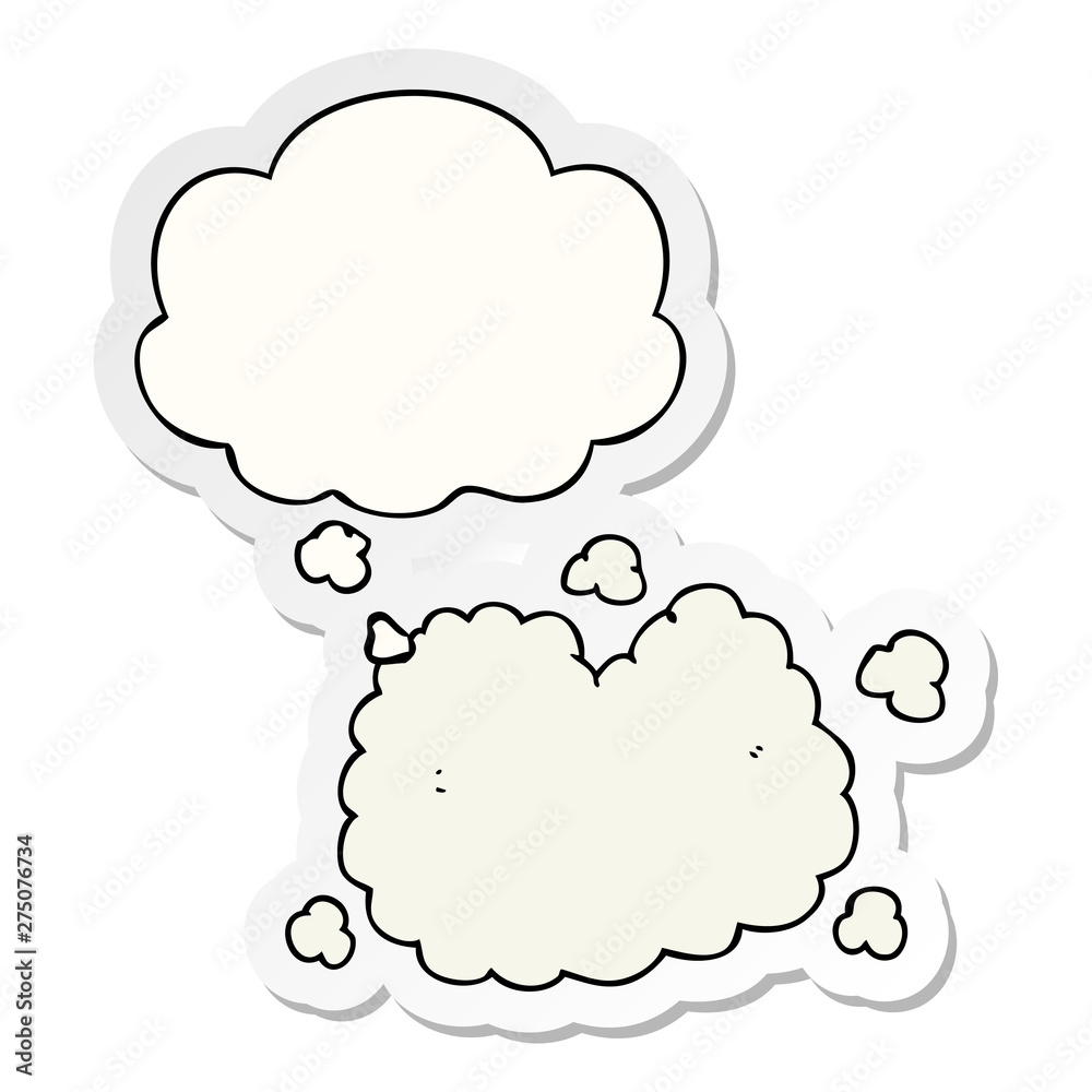 cartoon smoke cloud and thought bubble as a printed sticker cartoon smoke cloud and thought bubble as a printed sticker