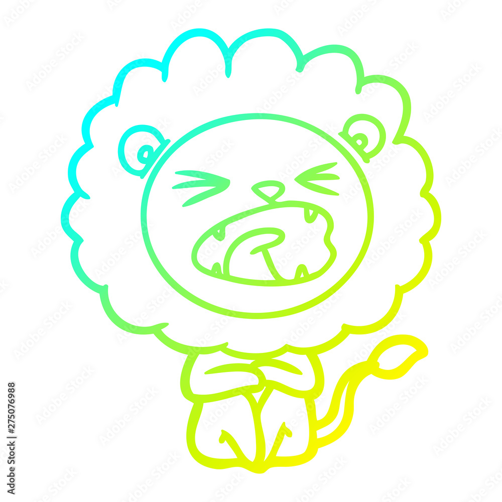 cold gradient line drawing cartoon angry lion cold gradient line drawing cartoon angry lion