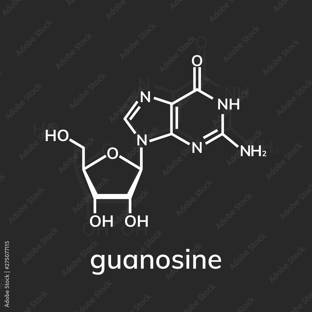 Fototapeta premium Guanosine chemical formula on dark background