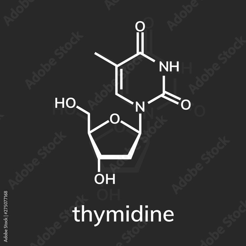 Thymidine chemical formula on dark background