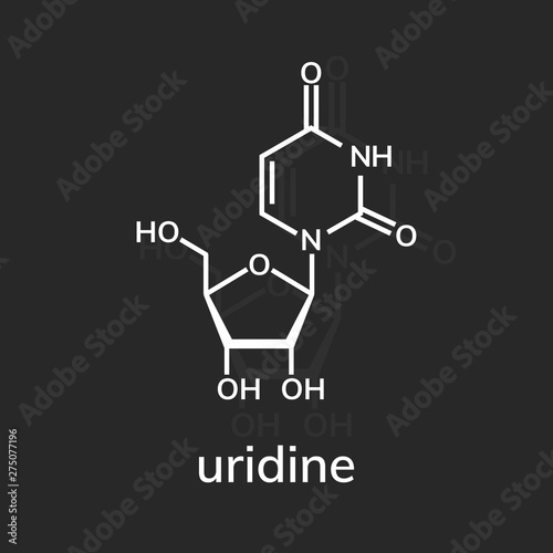 Uridine chemical formula on dark background