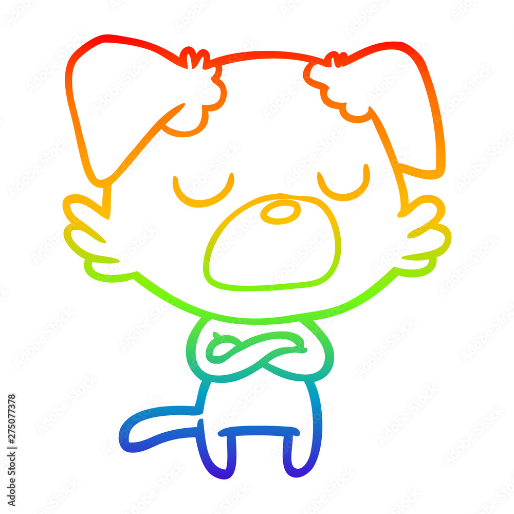 Fototapeta premium rainbow gradient line drawing cartoon dog