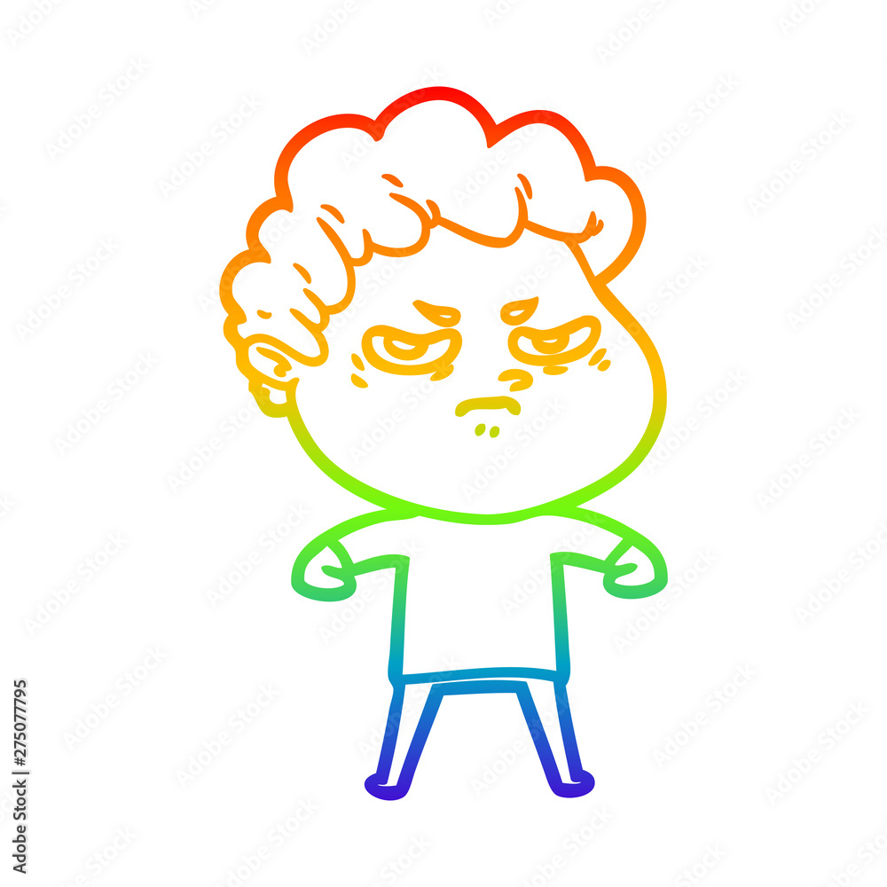 rainbow gradient line drawing cartoon angry man rainbow gradient line drawing cartoon angry man