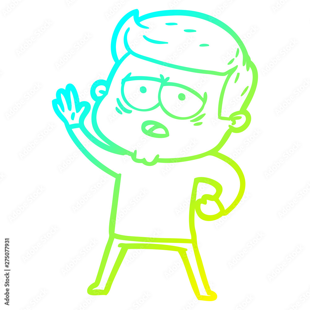 cold gradient line drawing cartoon tired man cold gradient line drawing cartoon tired man