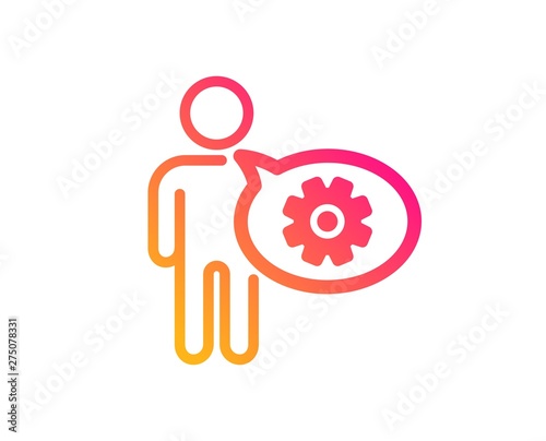 Cogwheel icon. Engineering tool sign. Man talk symbol. Classic flat style. Gradient cogwheel icon. Vector