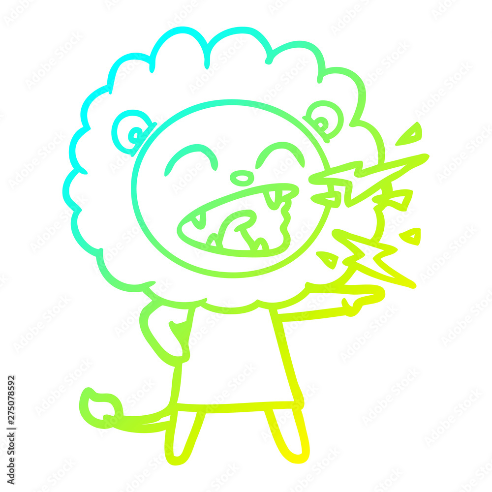 cold gradient line drawing cartoon roaring lion girl cold gradient line drawing cartoon roaring lion girl