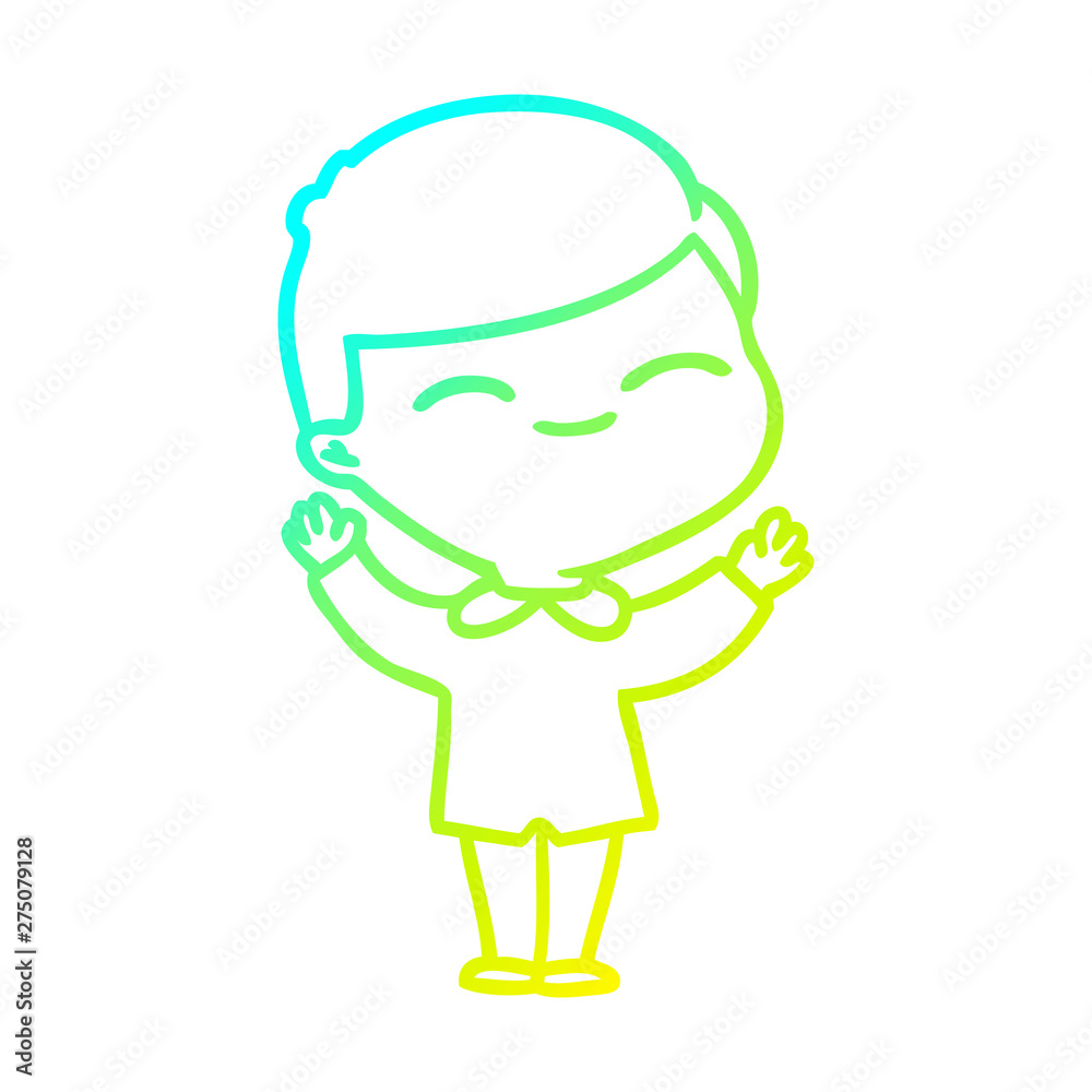 cold gradient line drawing cartoon smiling boy cold gradient line drawing cartoon smiling boy
