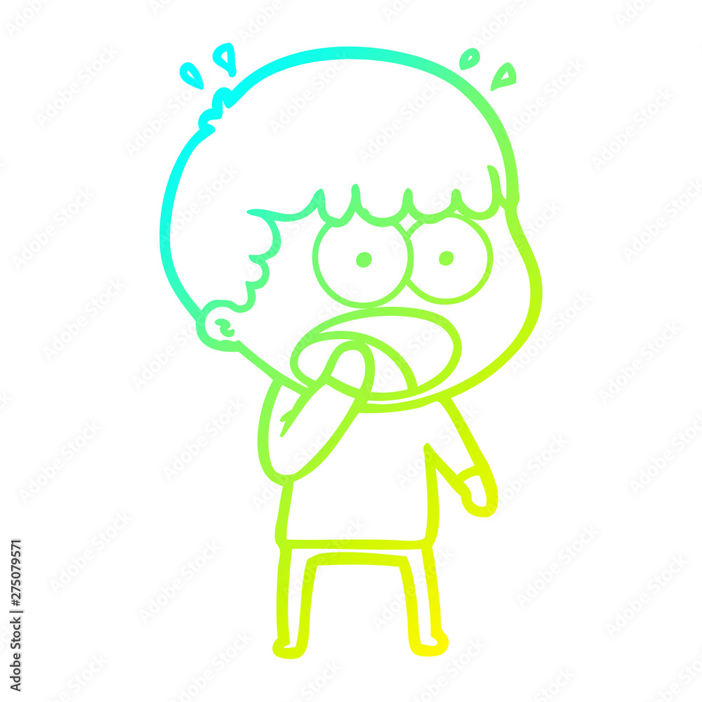 cold gradient line drawing cartoon shocked man cold gradient line drawing cartoon shocked man