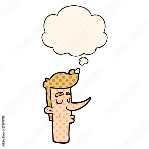 cartoon arrogant man and thought bubble in comic book style