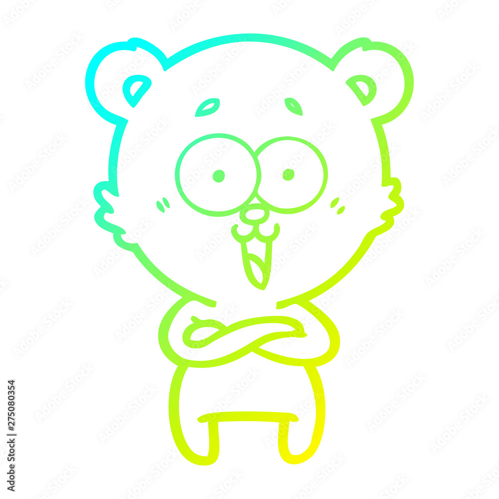 cold gradient line drawing laughing teddy bear cartoon cold gradient line drawing laughing teddy bear cartoon