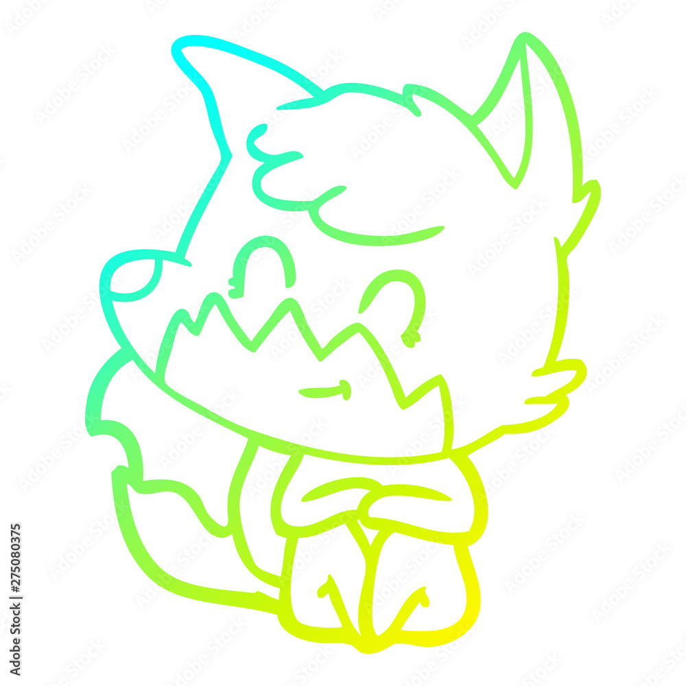 cold gradient line drawing cartoon friendly fox cold gradient line drawing cartoon friendly fox