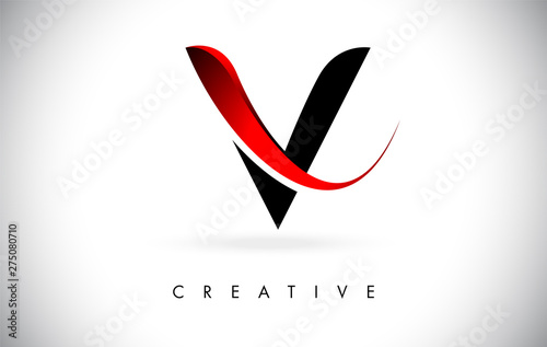 V Letter Design Logo. Letter V Icon Logo with Modern Swoosh photo